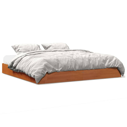 Estrutura de cama 180x200 cm madeira pinho maciço castanho cera