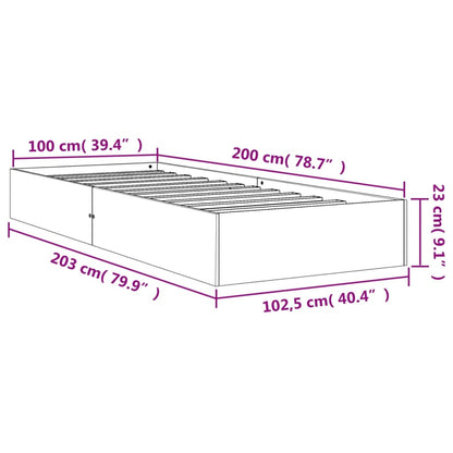 Estrutura de cama 100x200 cm madeira pinho maciça castanho cera