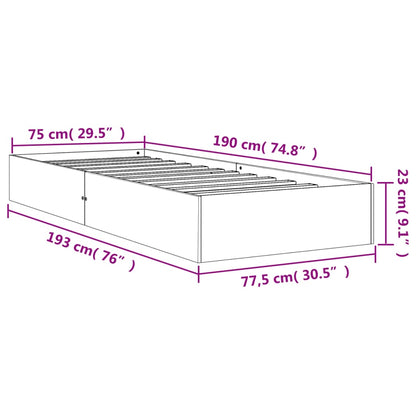 Estrutura de cama 75x190 cm madeira pinho maciça castanho cera