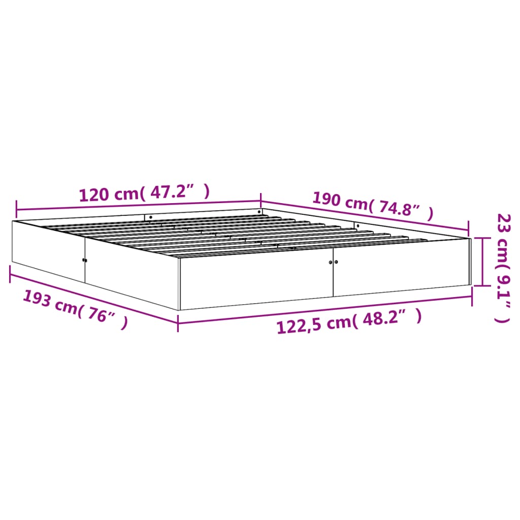 Estrutura de cama 120x190 cm madeira pinho maciça castanho cera