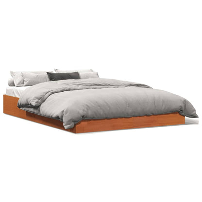 Estrutura de cama 120x190 cm madeira pinho maciça castanho cera