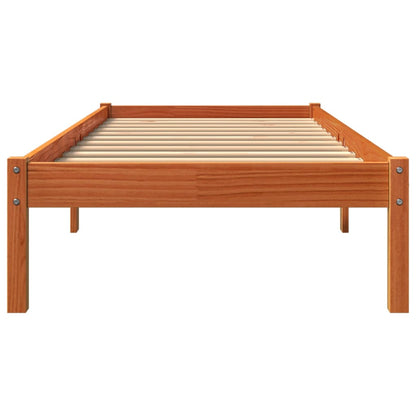 Estrutura de cama 75x190 cm madeira pinho maciça castanho cera