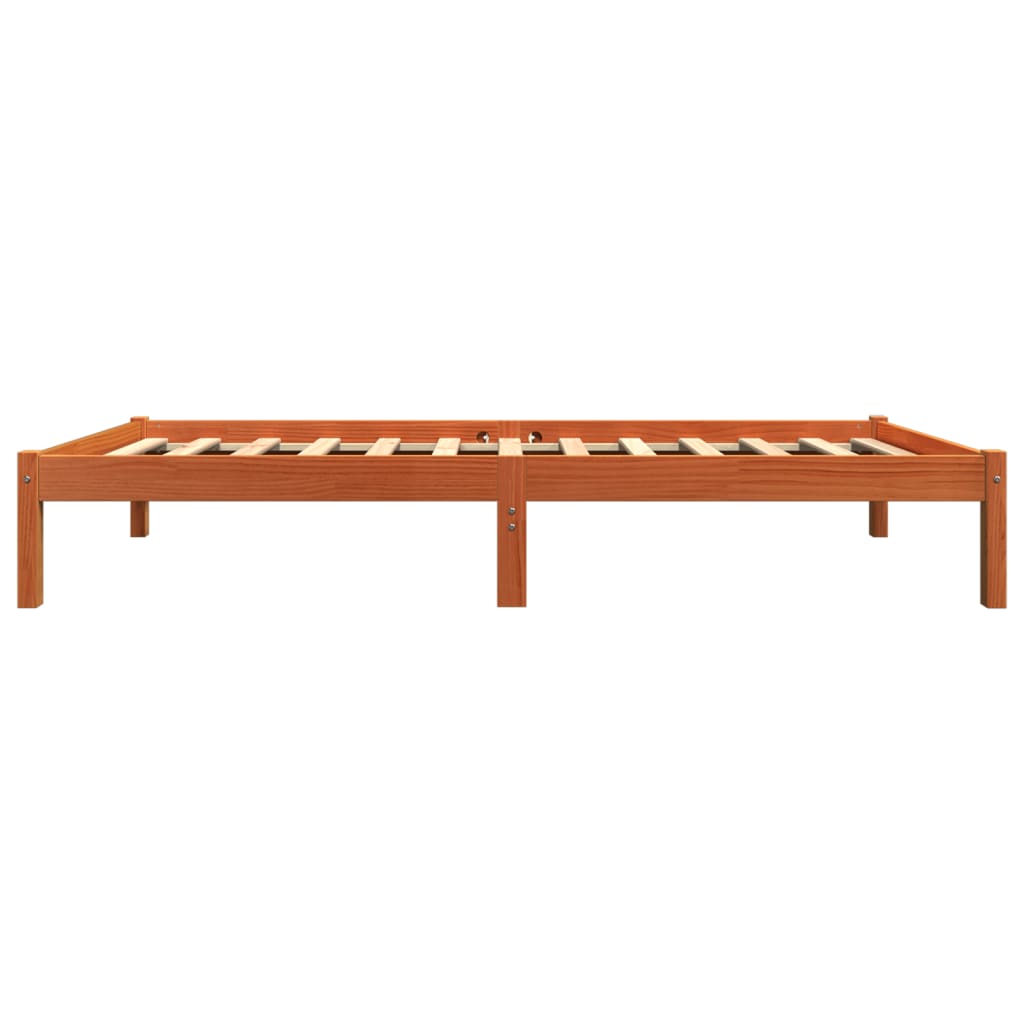 Estrutura de cama 75x190 cm madeira pinho maciça castanho cera