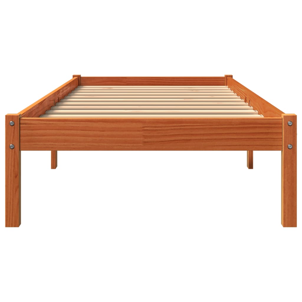 Estrutura de cama 90x190 cm madeira pinho maciça castanho cera