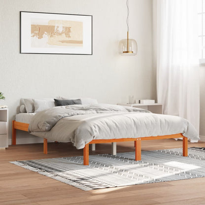 Estrutura de cama 135x190 cm madeira pinho maciça castanho cera