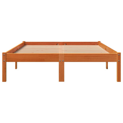 Estrutura de cama 135x190 cm madeira pinho maciça castanho cera