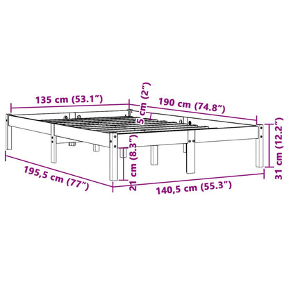 Estrutura de cama 135x190 cm madeira pinho maciça castanho cera