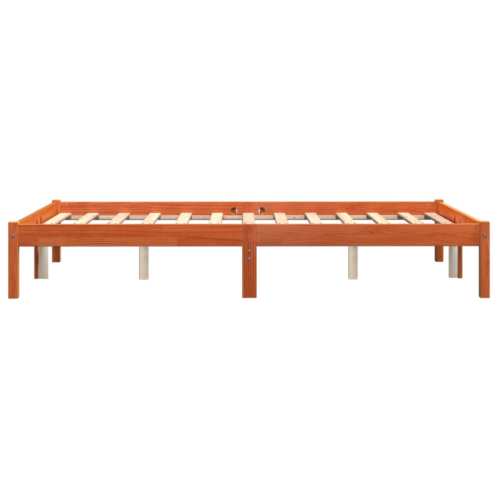 Estrutura de cama 140x190 cm madeira pinho maciça castanho cera