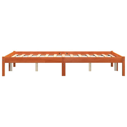 Estrutura de cama 140x190 cm madeira pinho maciça castanho cera