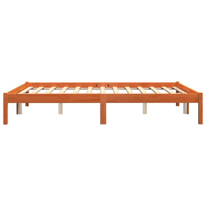 Estrutura de cama 160x200 cm madeira pinho maciça castanho cera