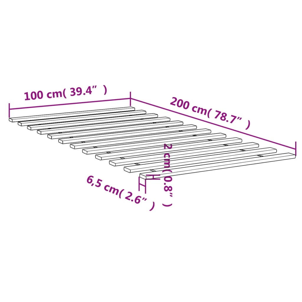 Ripas para estrado de cama 100x200 cm madeira de pinho maciça