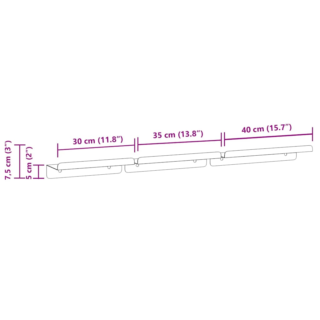 Prateleiras de parede 3 pcs aço inoxidável prateado