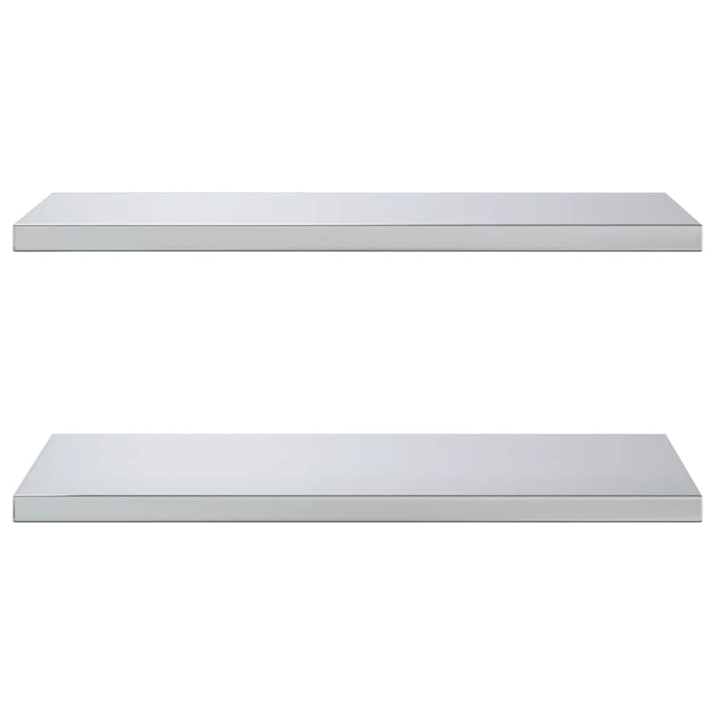 Prateleiras de parede 2 pcs 75x40x3 cm aço inoxidável prateado