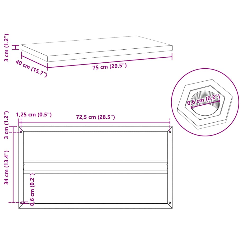 Prateleiras de parede 2 pcs 75x40x3 cm aço inoxidável prateado