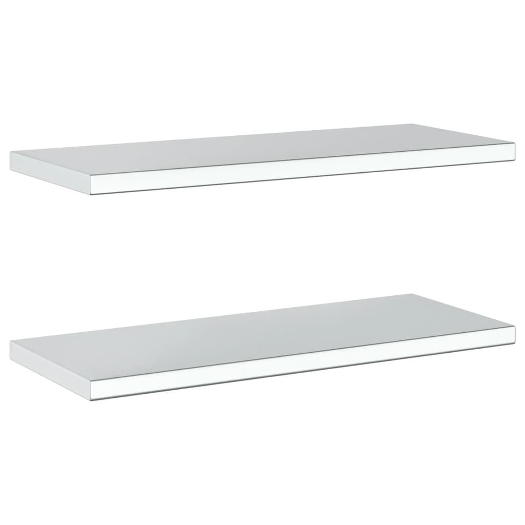 Prateleiras de parede 2 pcs 75x30x3 cm aço inoxidável prateado