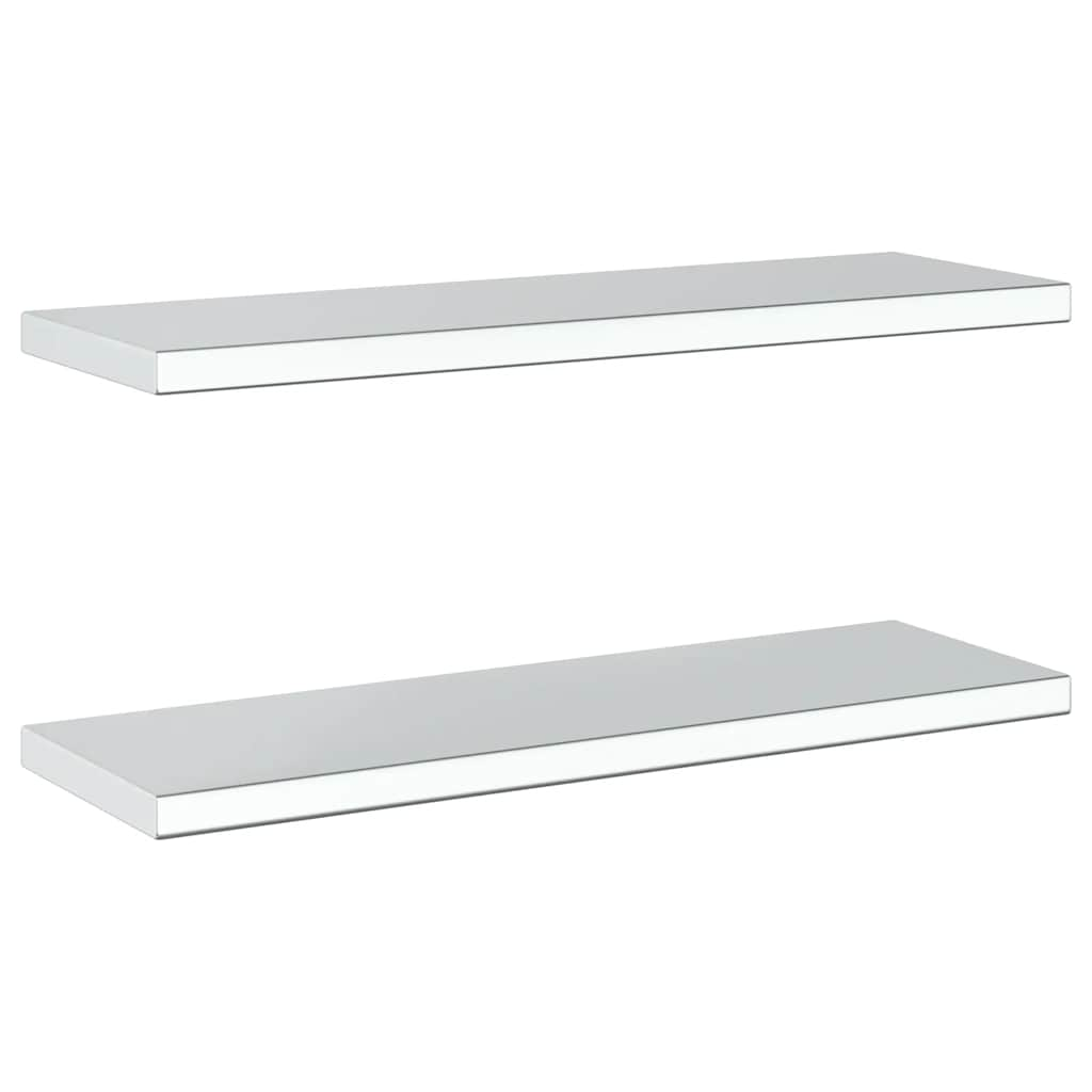 Prateleiras de parede 2 pcs 75x23,5x3cm aço inoxidável prateado