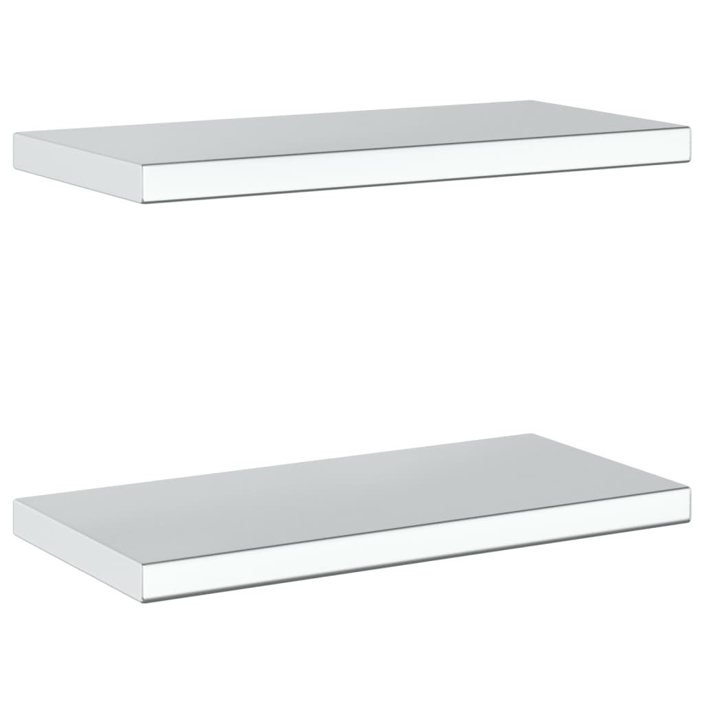 Prateleiras de parede 2 pcs 50x23,5x3cm aço inoxidável prateado