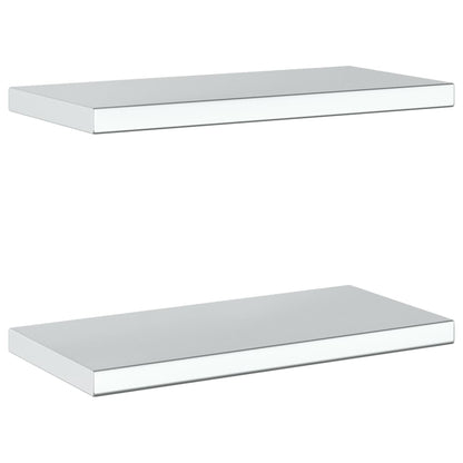 Prateleiras de parede 2 pcs 50x23,5x3cm aço inoxidável prateado