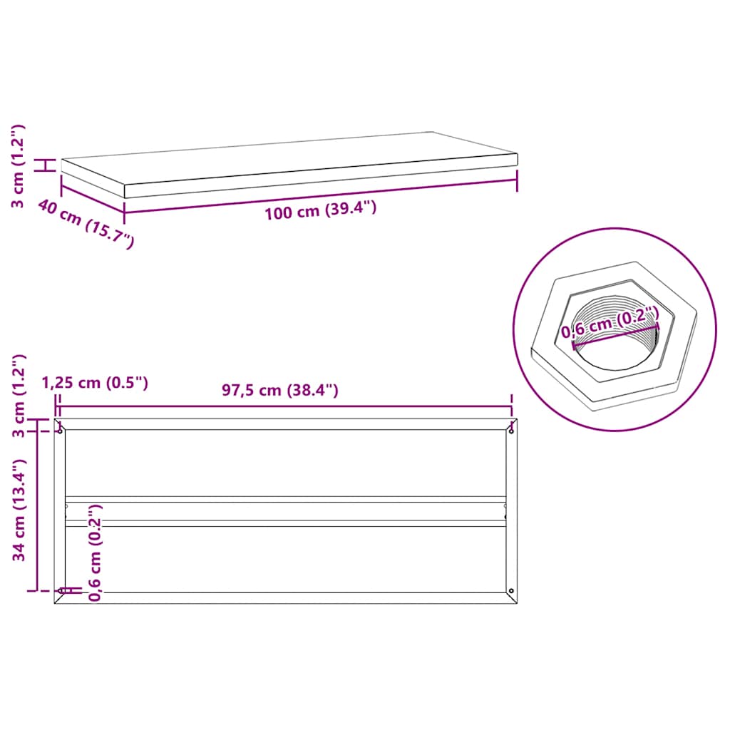 Prateleiras de parede 2 pcs 100x40x3 cm aço inoxidável prateado