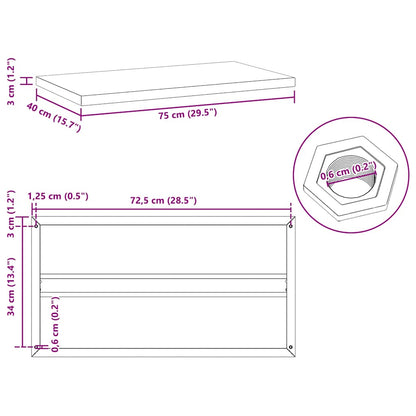 Prateleiras de parede 2 pcs 75x40x3 cm aço inoxidável prateado