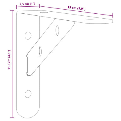 Suportes prateleira 4pcs 15x2,5x11,5 cm aço inoxidável prateado