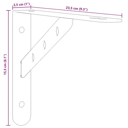 Suportes prateleira 4pcs 23,5x2,5x15,5 cm aço inoxidável prata