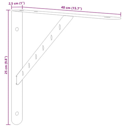 Suportes prateleira 4pcs 40x2,5x25 cm aço inoxidável preto