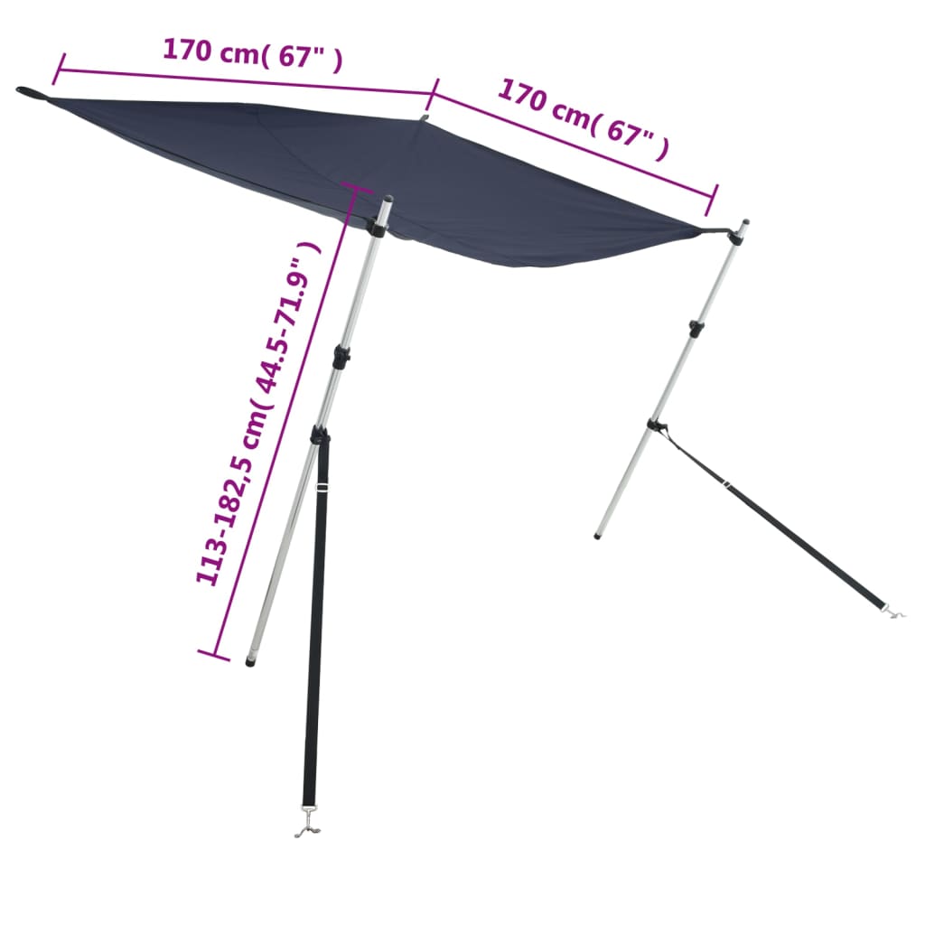 Extensão de toldo em T 170x170x(113-182,5) cm azul