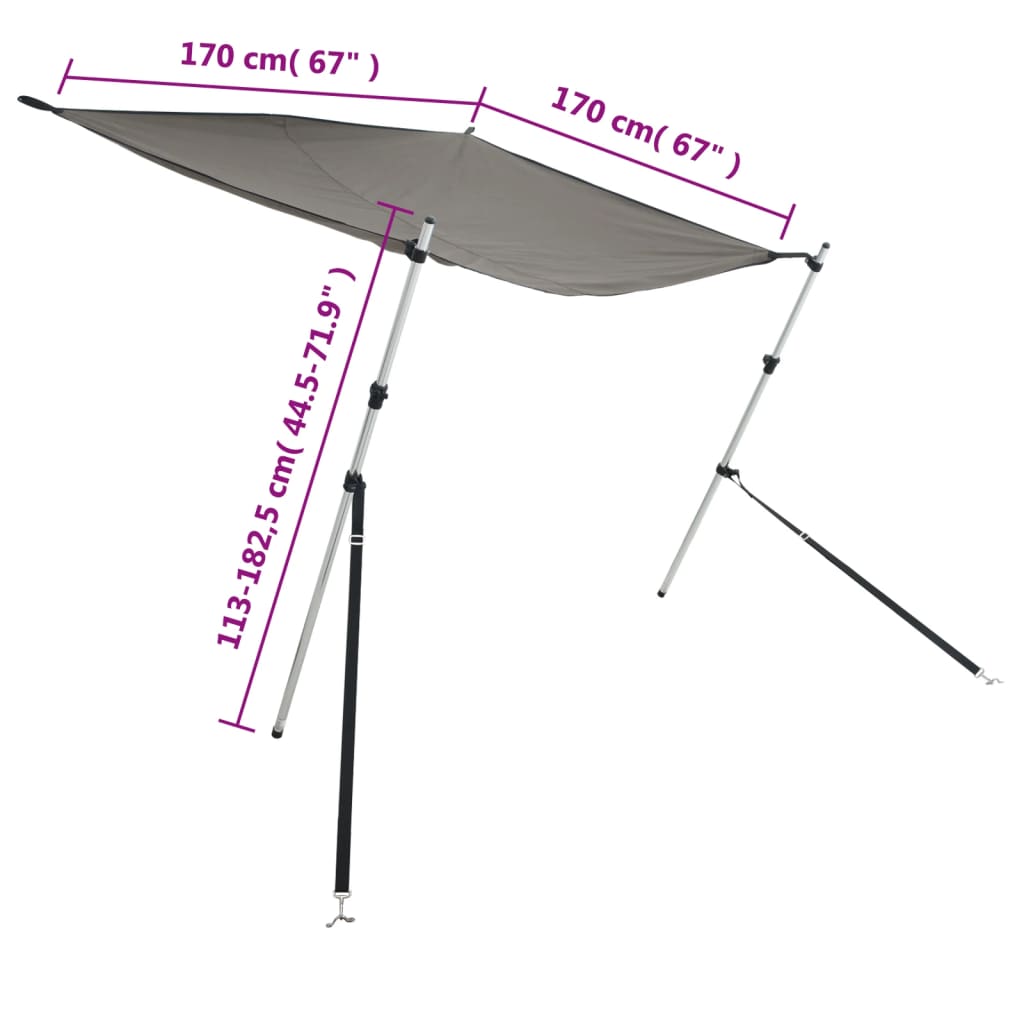 Extensão de toldo em T 170x170x(113-182,5) cm antracite