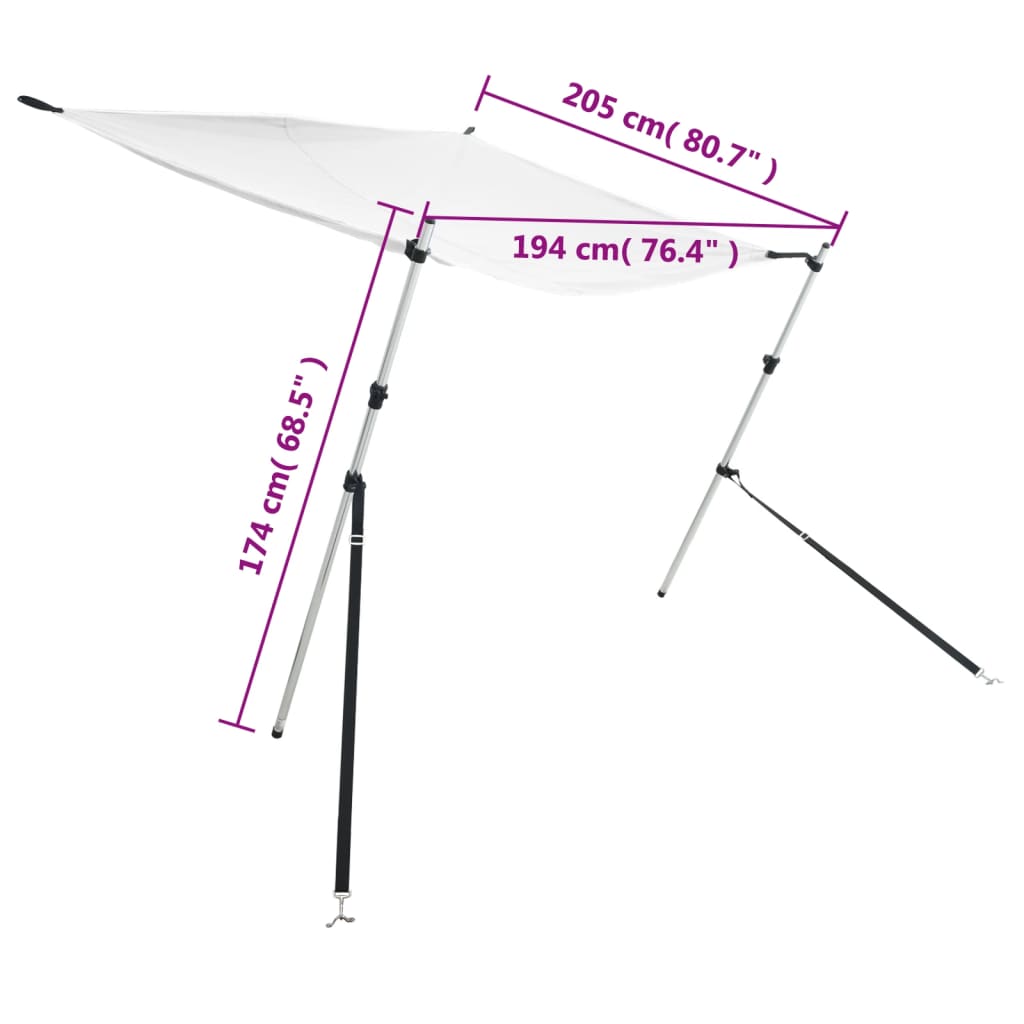 Extensão de toldo em T 174x205x (115-194) cm branco