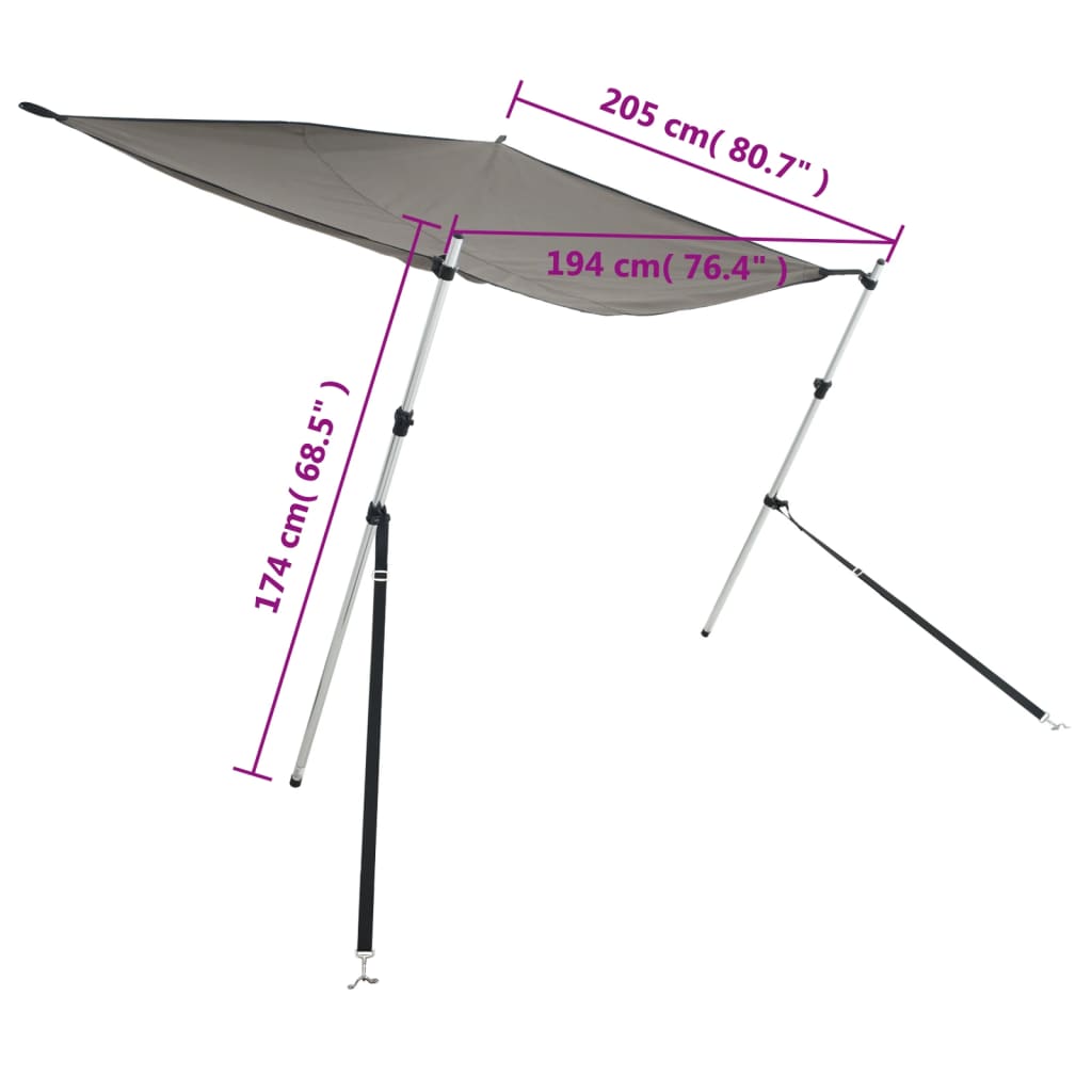 Extensão de toldo em T 174x205x (115-194) cm antracite