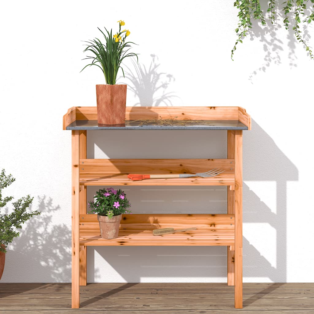 Mesa p/ plantas c/ prateleiras 78x38x82,5 cm abeto castanho