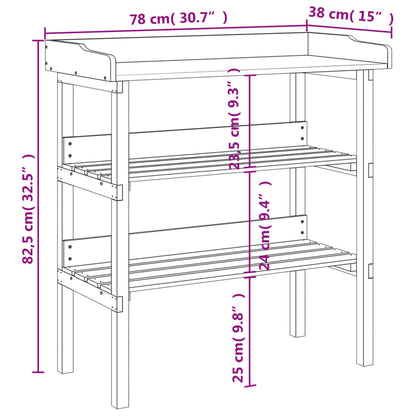 Mesa p/ plantas c/ prateleiras 78x38x82,5 cm abeto castanho