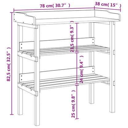 Mesa p/ plantas c/ prateleiras 78x38x82,5 cm abeto maciço cinza