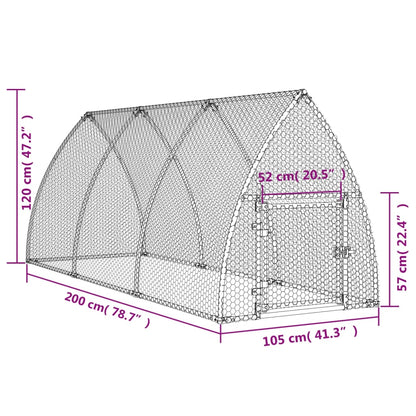 Galinheiro 300x105x120 cm aço galvanizado prateado