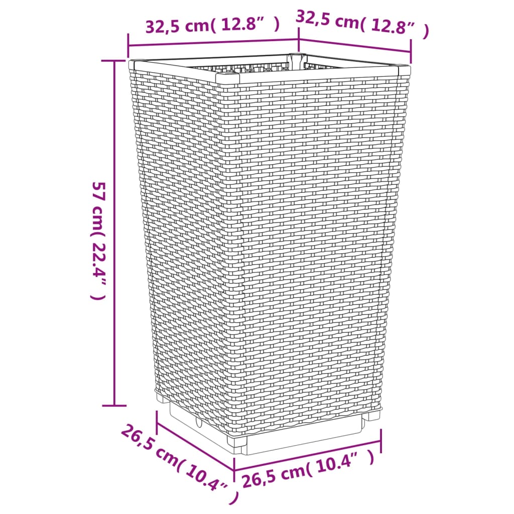 Vasos/floreiras 2 pcs 32,5x32,5x57 cm PP cinzento