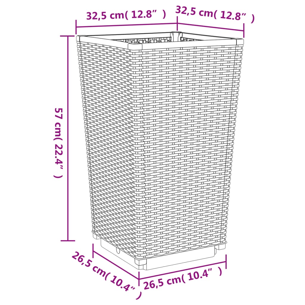 Vasos/floreiras 2 pcs 32,5x32,5x57 cm PP cinzento-claro