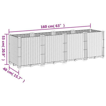 Vaso/floreira 160x40x53 cm PP cinzento-claro