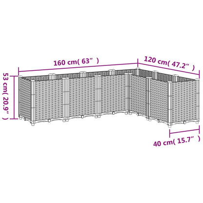 Vaso/floreira 160x120x53 cm PP cinzento