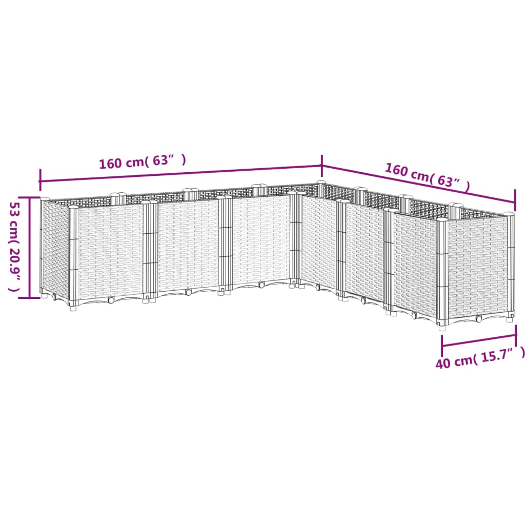 Vaso/floreira 160x160x53 cm PP branco