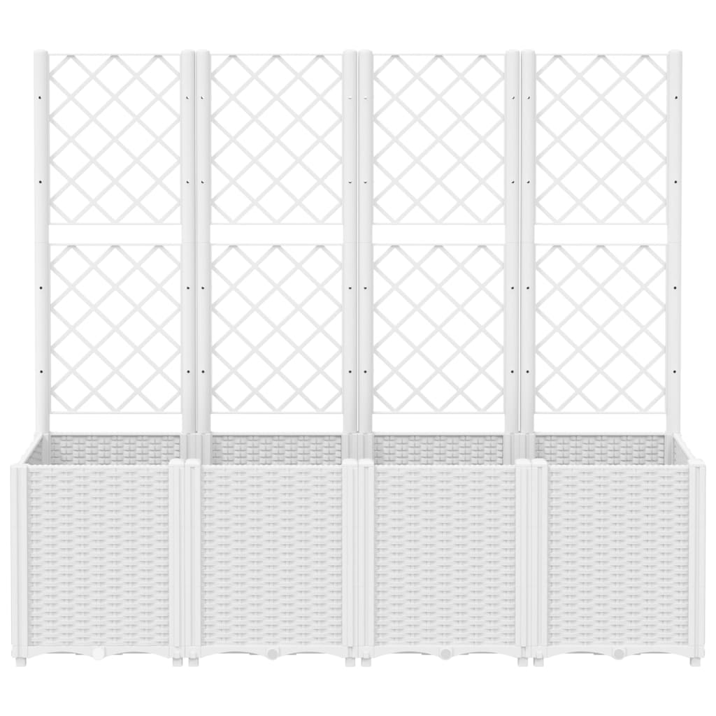 Vaso/floreira de jardim c/ treliça 160x40x140 cm PP branco