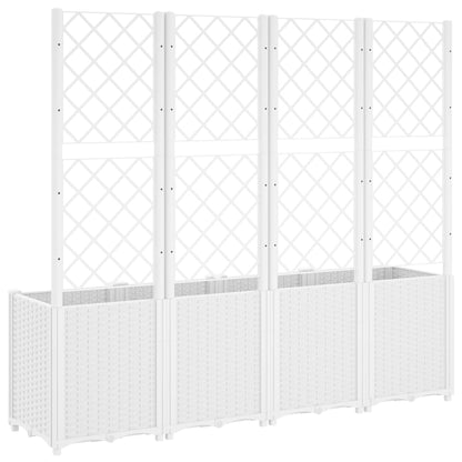 Vaso/floreira de jardim c/ treliça 160x40x140 cm PP branco