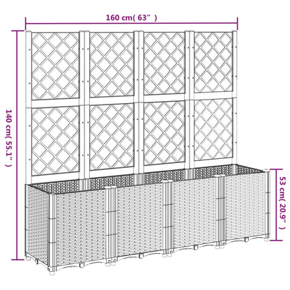 Vaso/floreira de jardim c/ treliça 160x40x140 cm PP branco