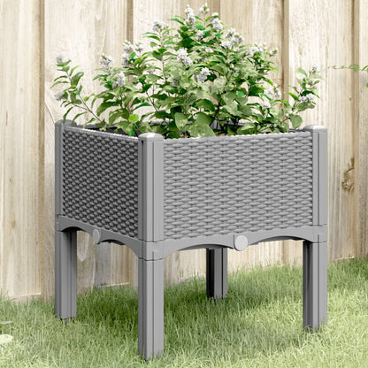 Vaso/floreira de jardim c/ pernas 40x40x42 cm PP cinzento-claro