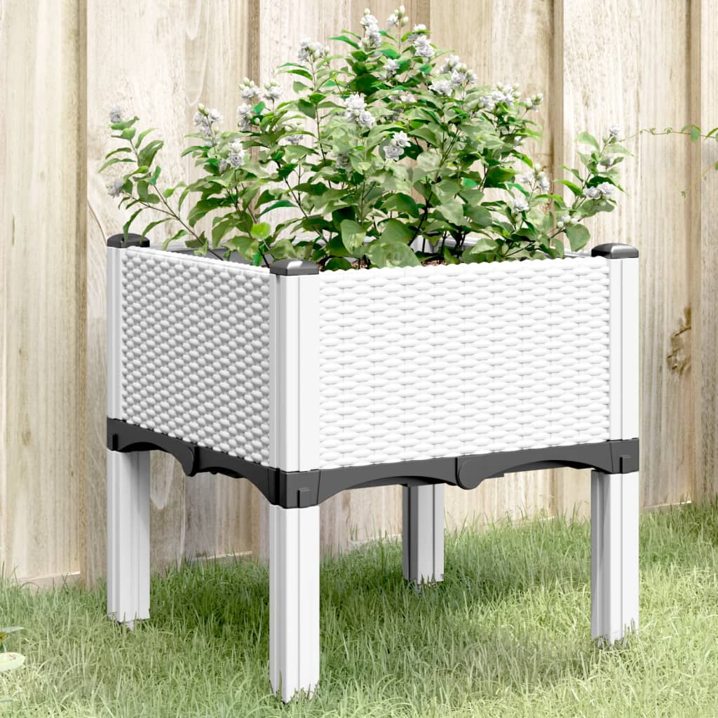 Vaso/floreira de jardim c/ pernas 40x40x42 cm PP branco