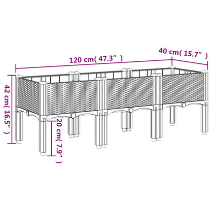 Vaso/floreira de jardim c/ pernas 120x40x42 cm PP preto