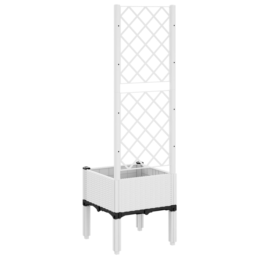 Vaso/floreira de jardim c/ treliça 40x40x142 cm PP branco