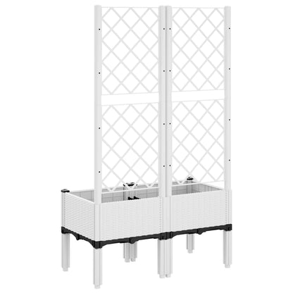 Vaso/floreira de jardim c/ treliça 80x40x142 cm PP branco