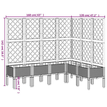 Vaso/floreira de jardim c/ treliça 160x120x142cm PP cinza-claro