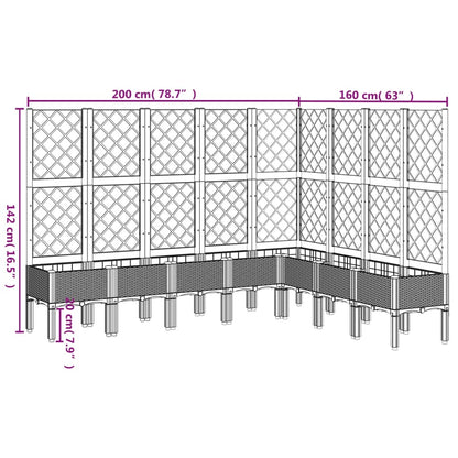 Vaso/floreira jardim c/ treliça 200x160x142 cm PP cinza-claro